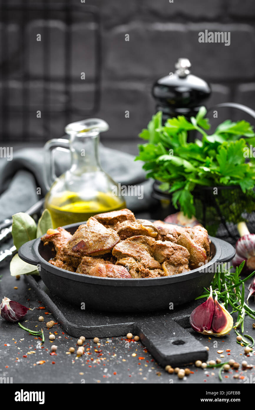 Fried chicken liver Stock Photo Alamy
