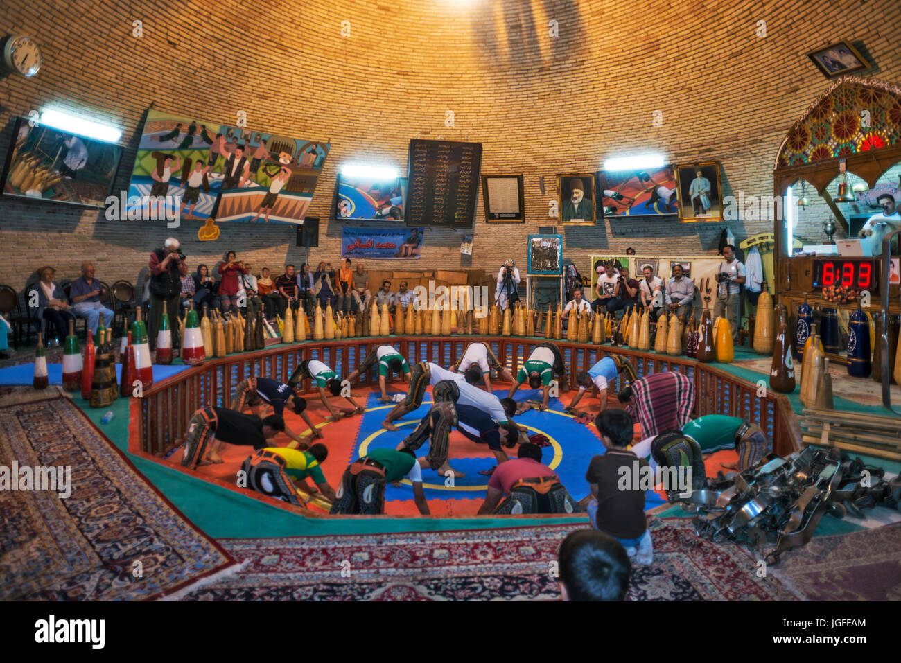 The traditional Iranian style of wrestling at Shiraz,Iran Stock Photo