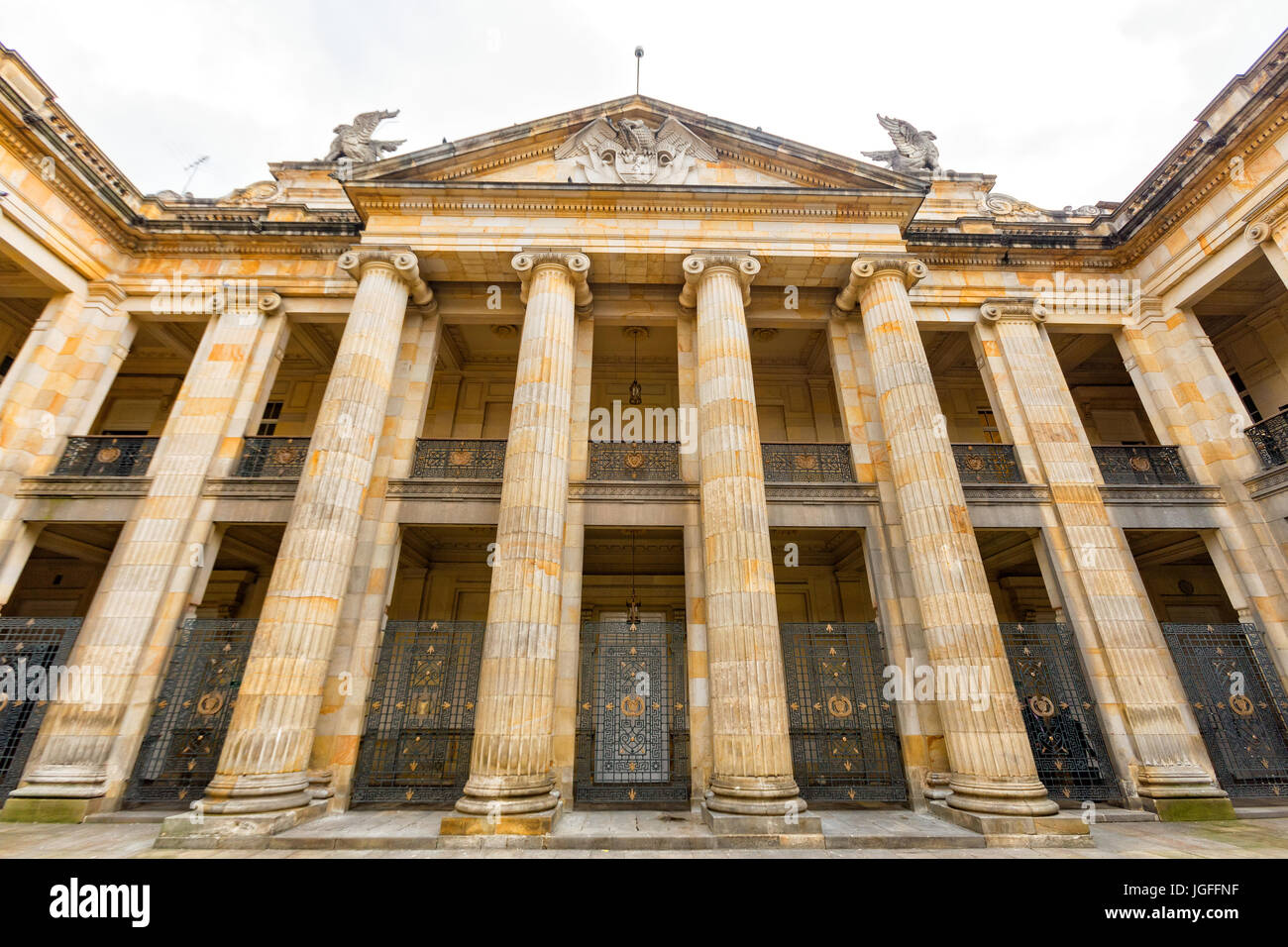 Pillar detail of the interior of the Capitolio Nacional in Bogita, Colombia. Stock Photo