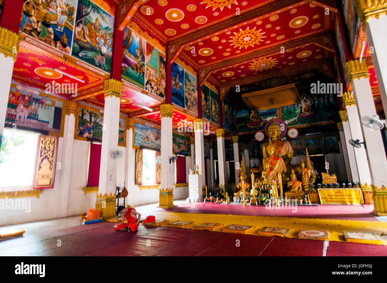 Ordination hall interior, Wat Haysoke, Setthathirath Road, Vientiane, Laos Stock Photo