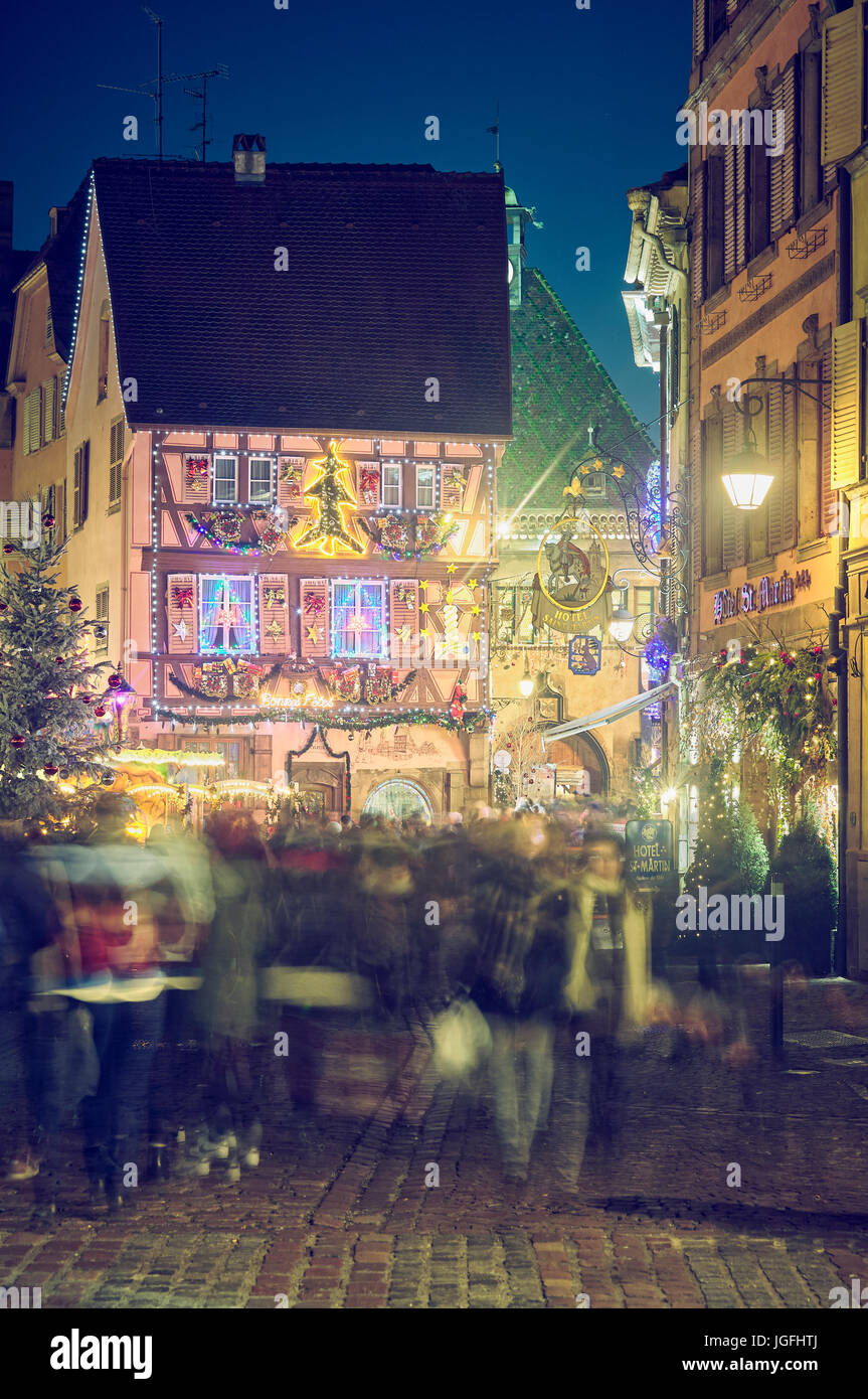 Christmastime at the city center. Colmar. Haut-Rhin. Alsace. France. Stock Photo