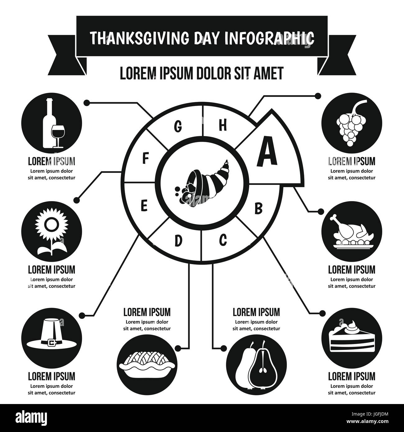 Thanksgiving Day infographic concept, simple style Stock Vector Image