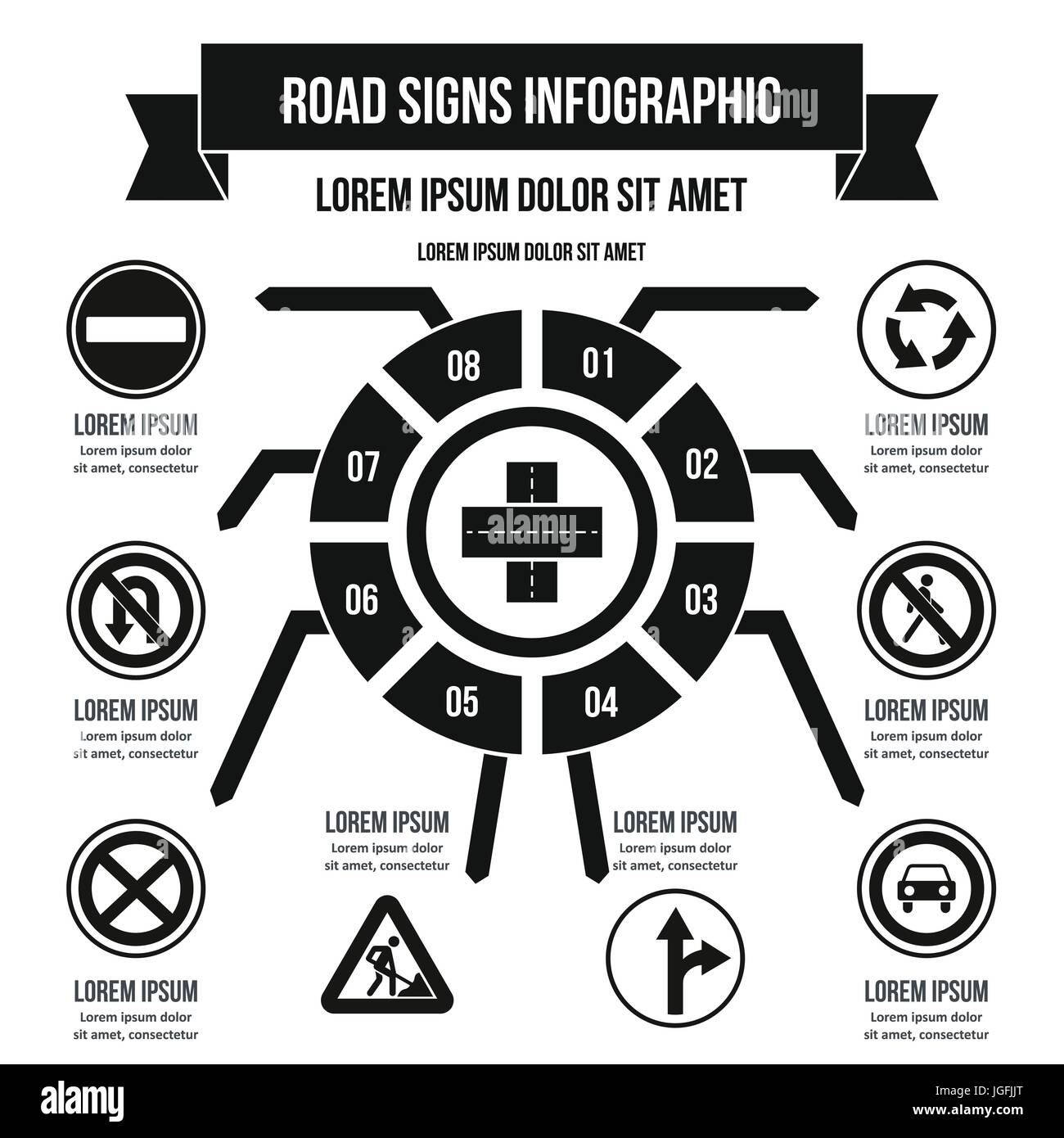 Road signs infographic concept, simple style Stock Vector Image & Art