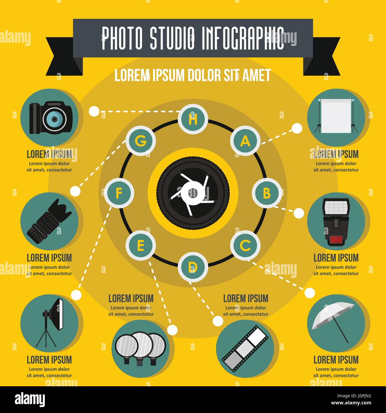 Photo studio infographic concept, flat style Stock Vector Image & Art