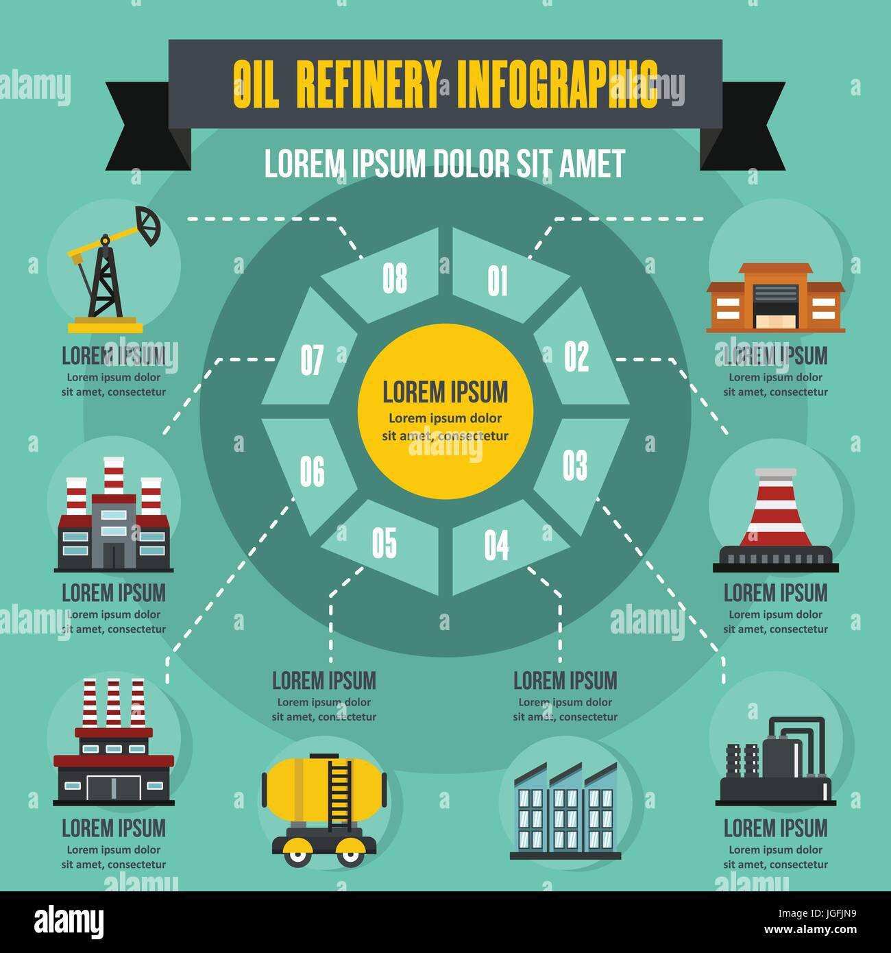 Oil refinery infographic concept, flat style Stock Vector Image & Art