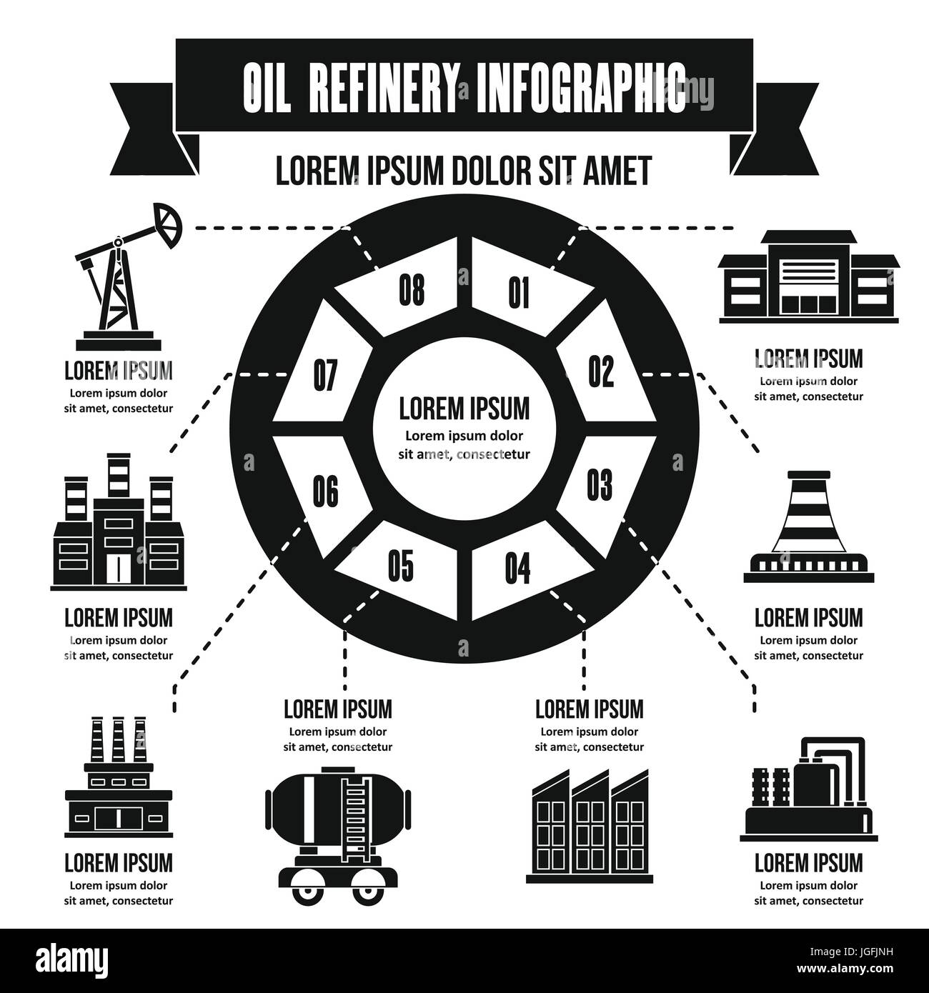 Oil refinery infographic concept, simple style Stock Vector Image & Art