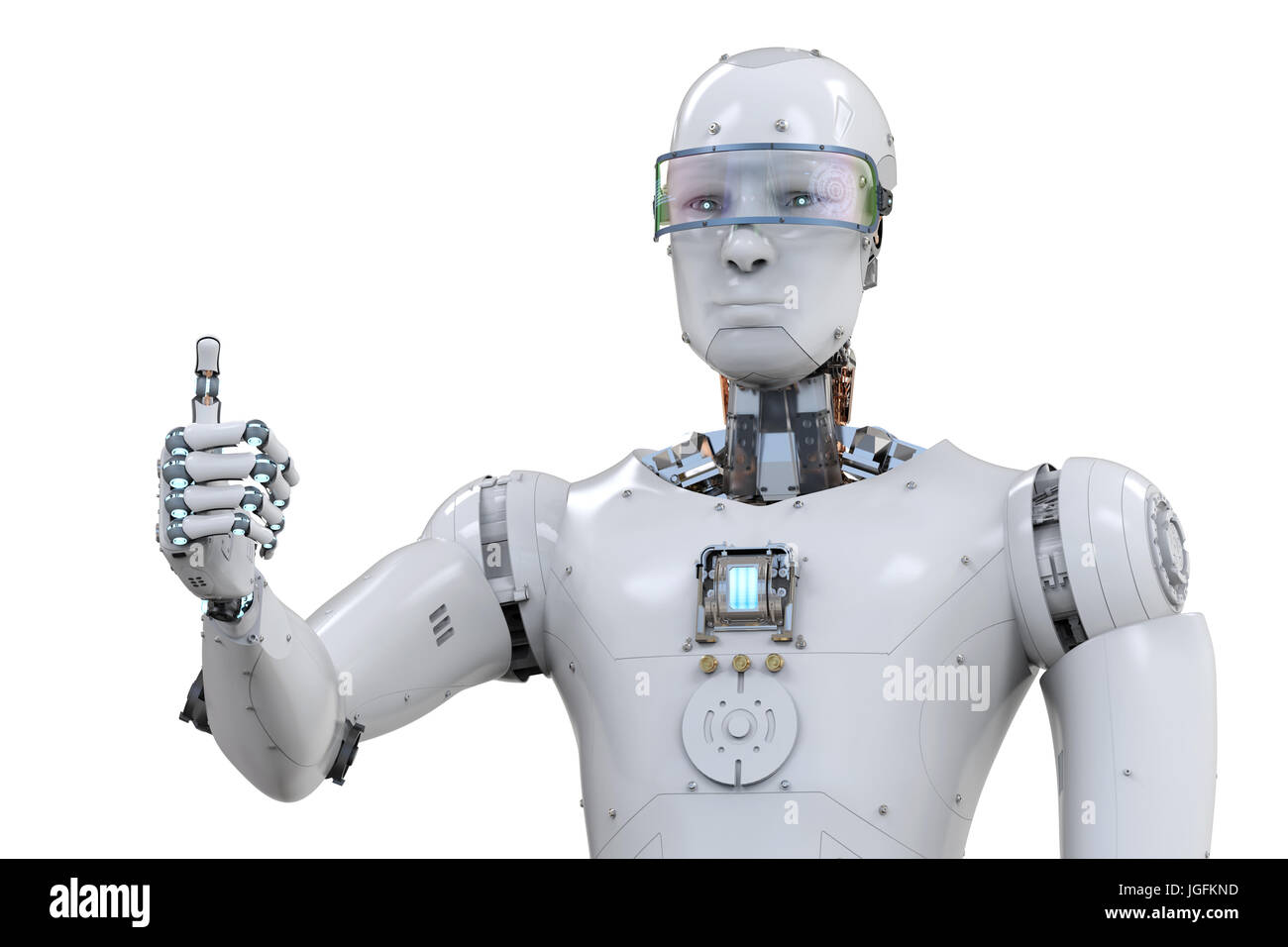 3d rendering robot thumb up on white background Stock Photo - Alamy