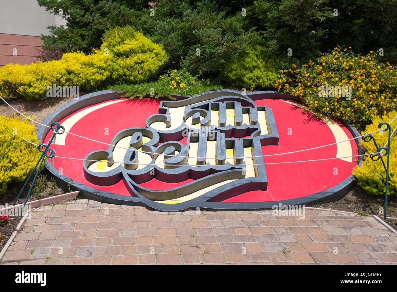 Signage for the candy company Jelly Belly, at the Jelly Belly jelly