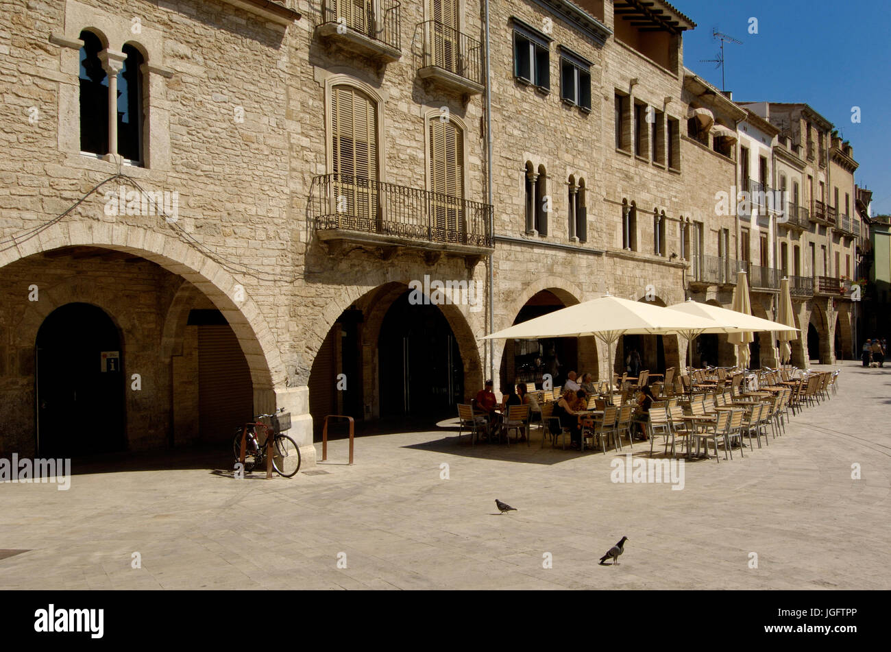 Main square of Banyoles, Girona province, Catalonia, Spain Stock Photo