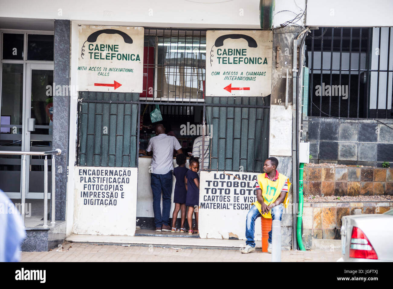 Cabine Telephonica, pay telephone company in Maputo, Mozambique Stock Photo