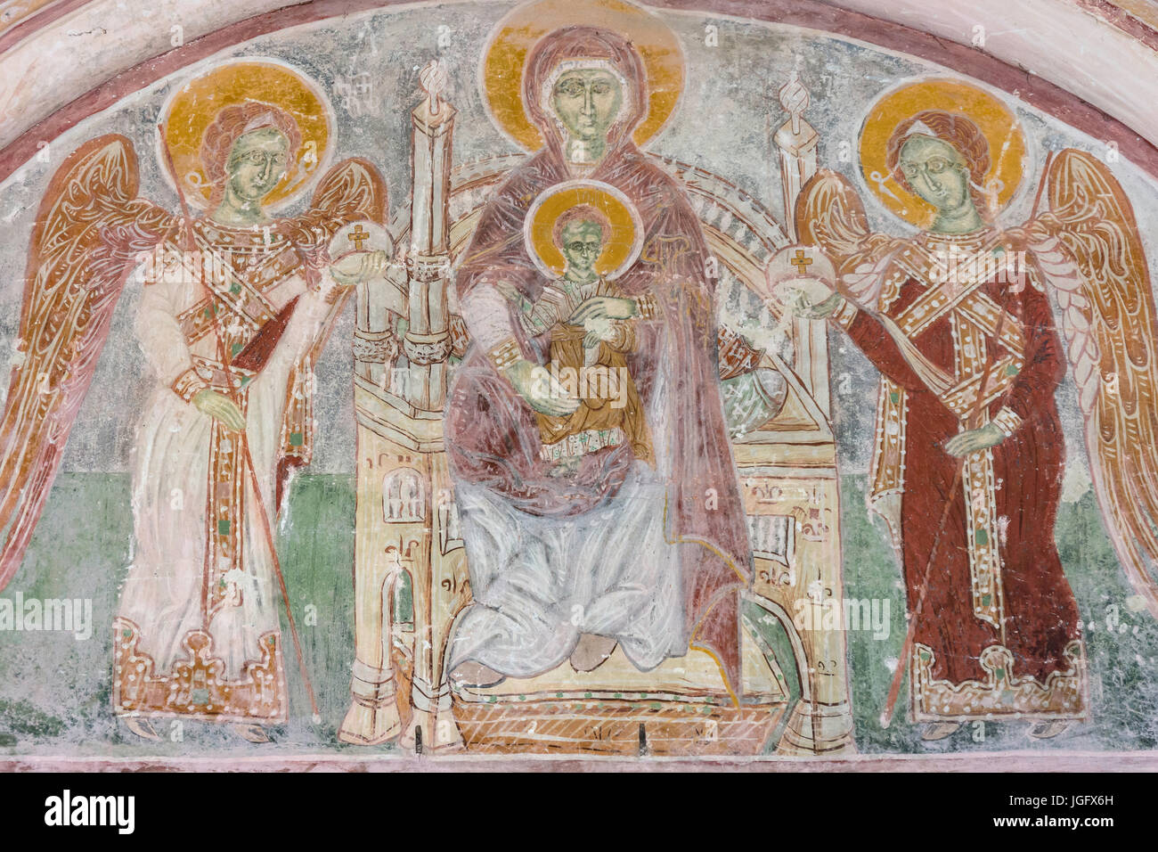 Frescoe in Cathedral of the Nativity of the Virgin, Gelati Monastery, Kutaisi, Imereti Province (Mkhare), Georgia Stock Photo