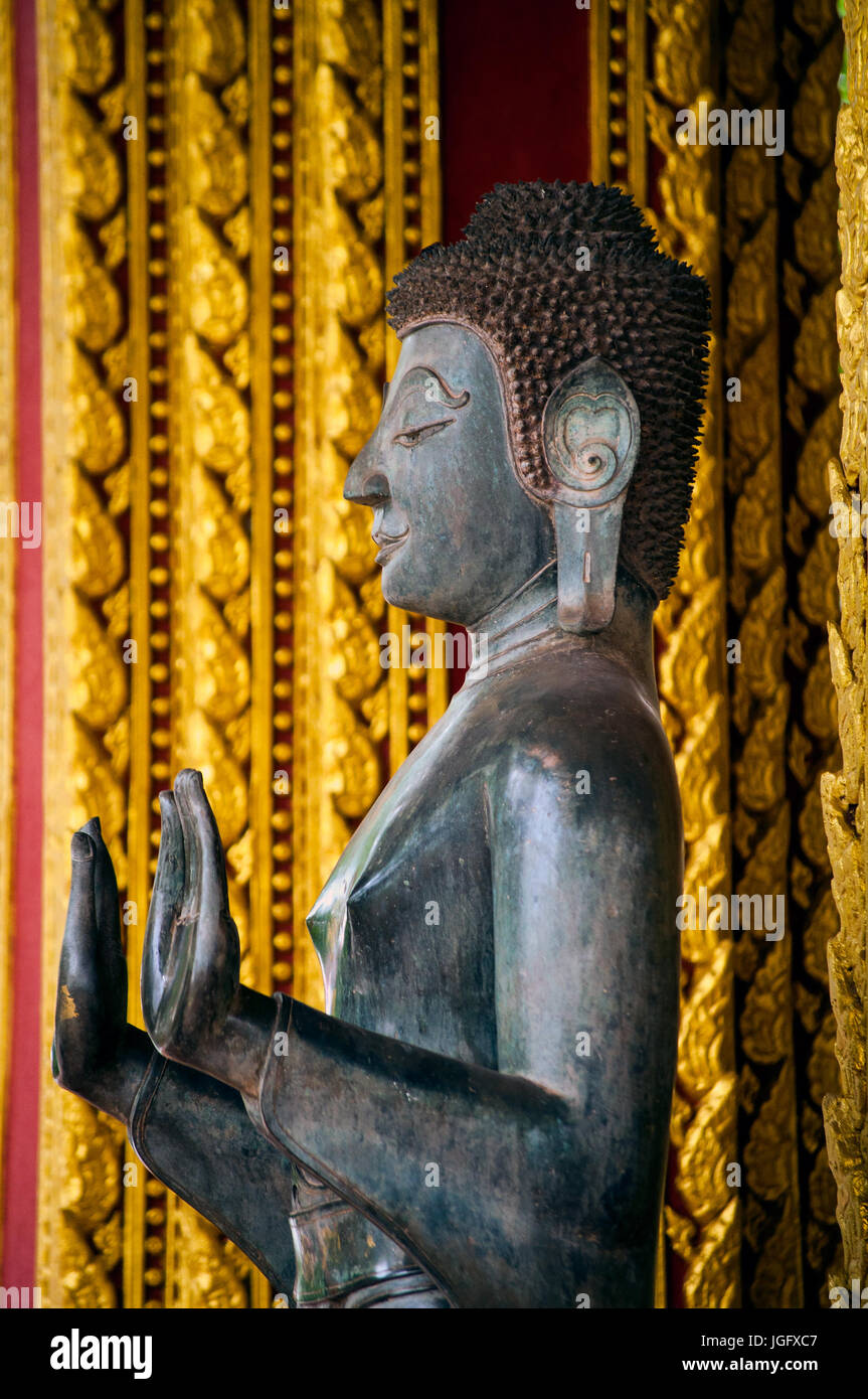 Bronze Buddha, Haw Pha Kaeo, Vientiane, Laos Stock Photo