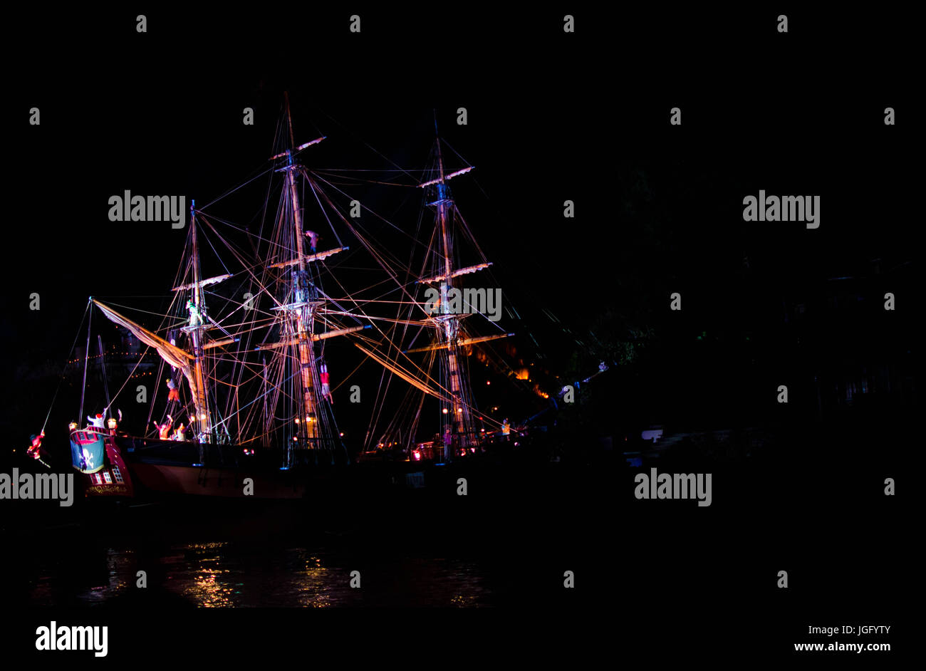 Pirate ship stage during a show Stock Photo