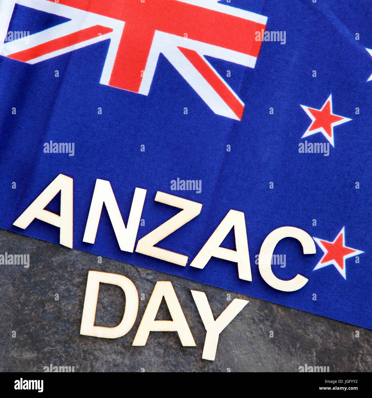 Anzac Day with New Zealand flag Stock Photo Alamy