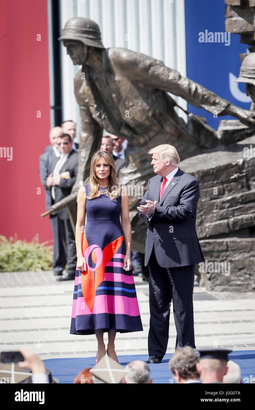Warsaw, Poland. 06th July, 2017. US president Donald Trump delivers his speech during his state visit on July 6, 2017 at the Krasinski Square in Warsaw, Poland. In the picture: Melania Trump, Donald Trump Credit: East News sp. z o.o./Alamy Live News Stock Photo