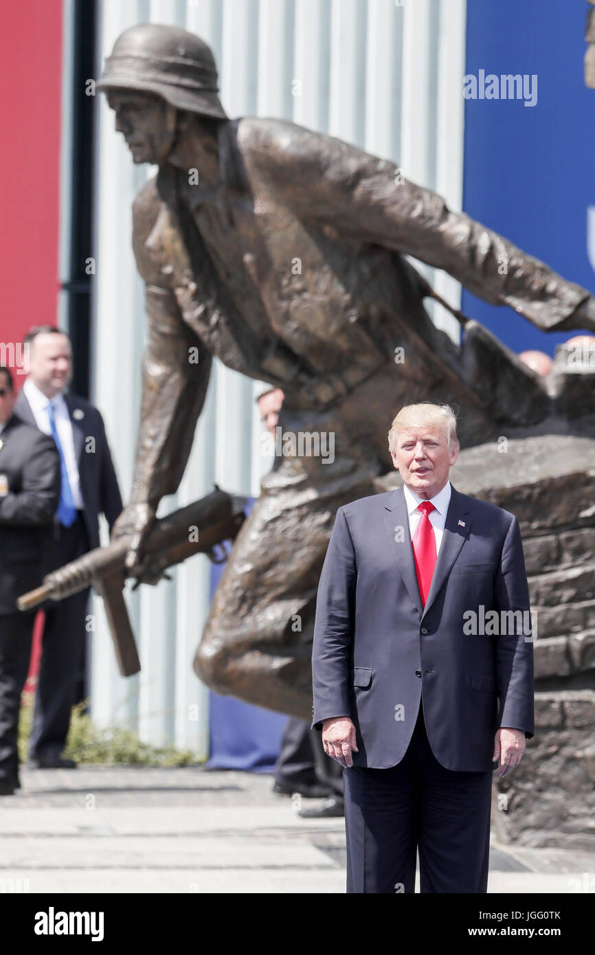 Warsaw, Poland. 06th July, 2017. US president Donald Trump delivers his speech during his state visit on July 6, 2017 at the Krasinski Square in Warsaw, Poland. In the picture: Donald Trump Credit: East News sp. z o.o./Alamy Live News Stock Photo