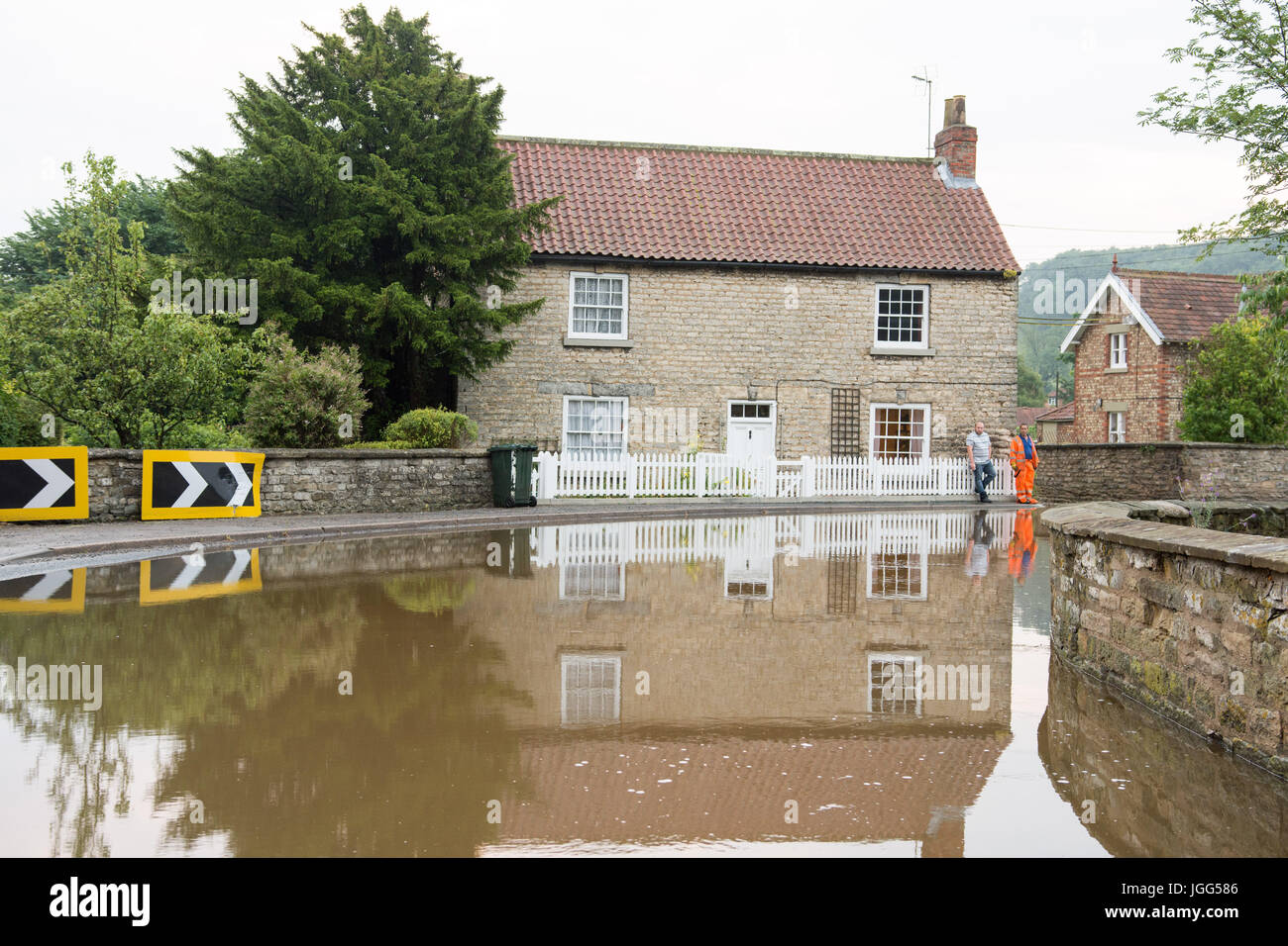 The beck floods a home and closes the B1248 Malton to Beverley road. A