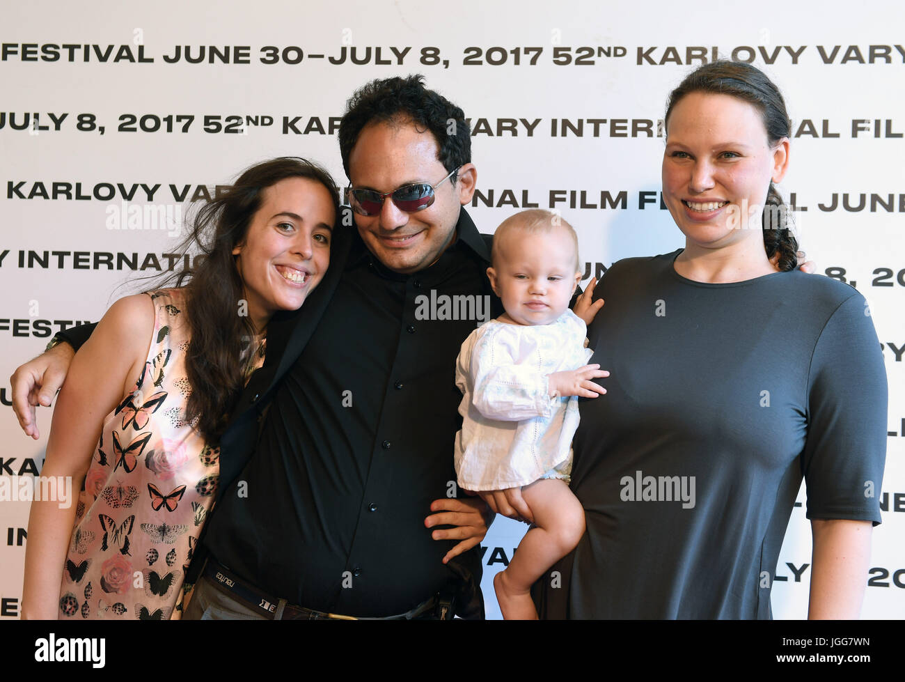 Karlovy Vary, Czech Republic. 06th July, 2017. Actress Samantha Elisofon (left), actor Brandon Polansky (center) and director Rachel Israel introduce the American film Keep the Change during the 52nd International Film Festival in Karlovy Vary, Czech Republic, on July 6, 2017. Credit: Katerina Sulova/CTK Photo/Alamy Live News Stock Photo