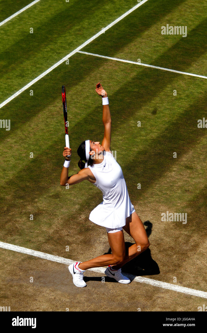 London, UK. 07th July, 2017. London, 7 July, 2017 - France's Caroline Garcia in action against Madison Brengle of the United States during third round action at Wimbledon. Credit: Adam Stoltman/Alamy Live News Stock Photo