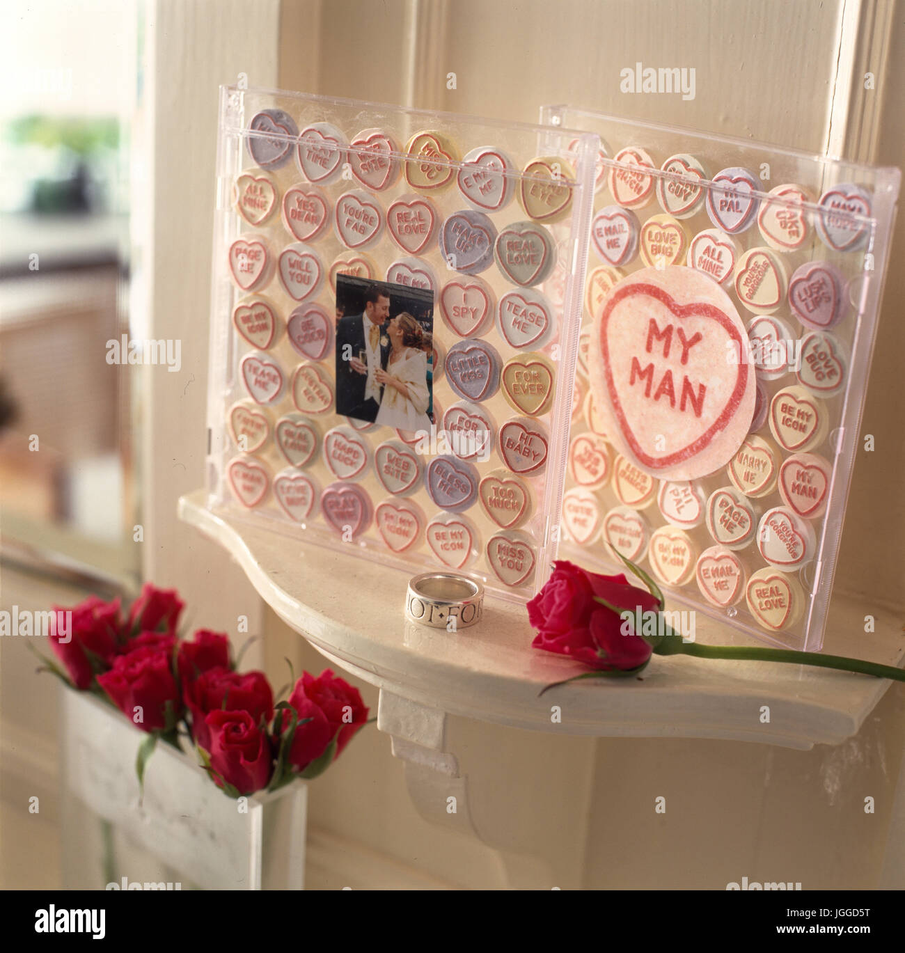 Memories Made Into Pictures With Love Heart Decorated Frames Stock