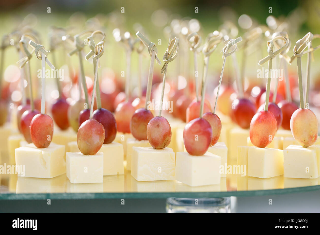 Assortment of canapes. catering food. cheese and grapes Stock Photo Alamy