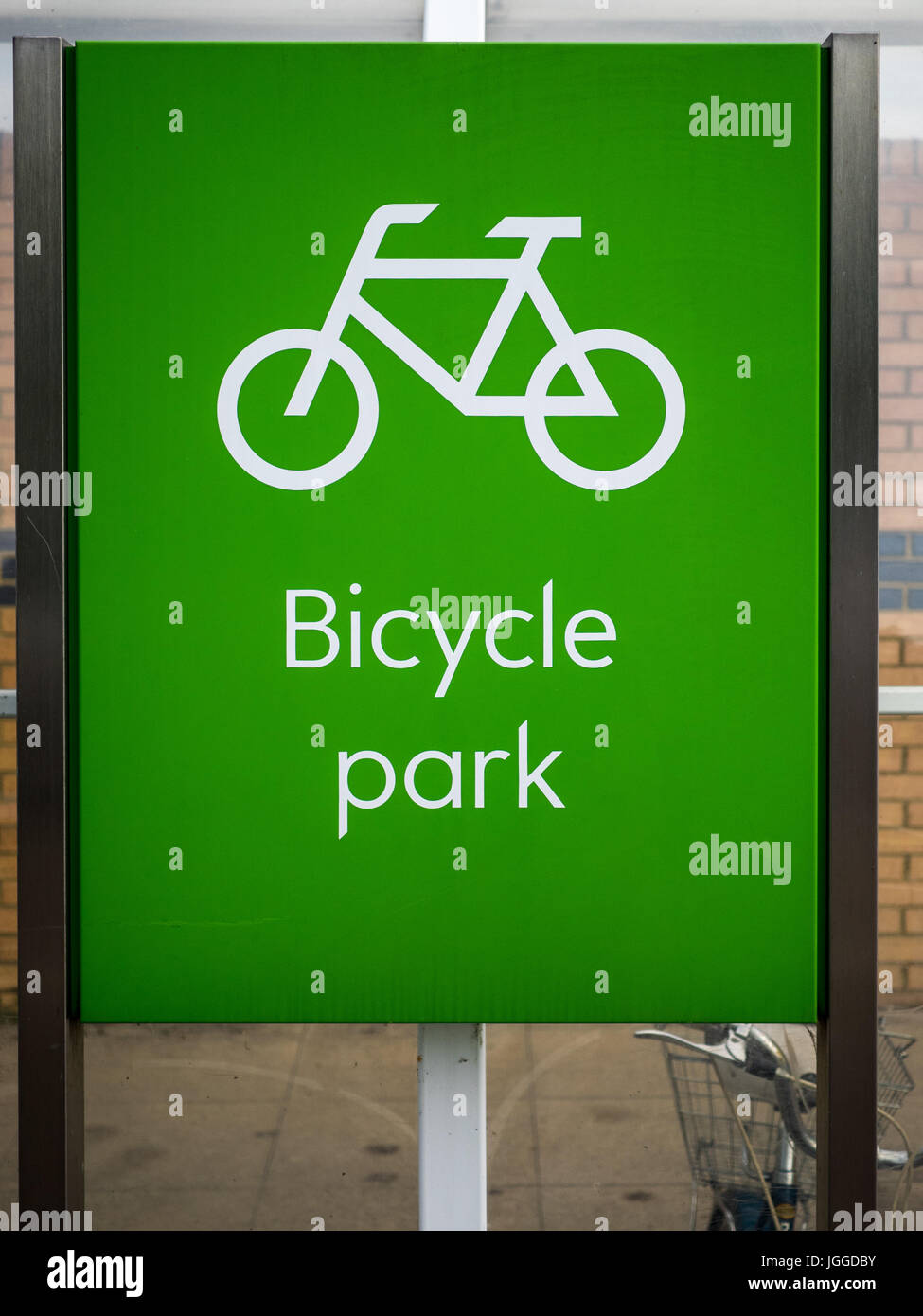 Bike Parking Sign at a Waitrose supermarket in the UK Stock Photo