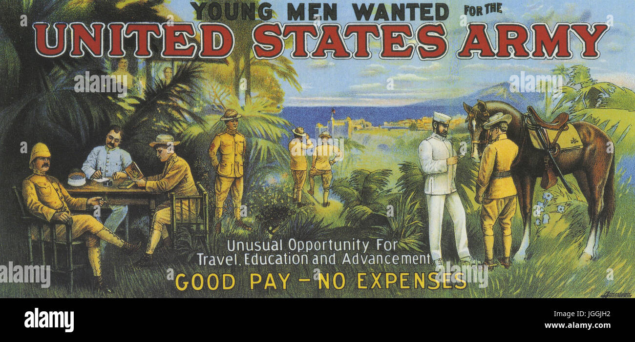 SPANISH AMERICAN WAR 1898. US Army recruitment poster Stock Photo