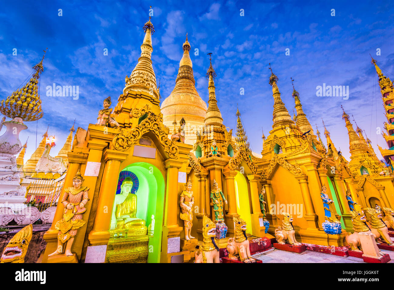 Shwedagon Pagoda stupas in Yangon, Myanmar. Stock Photo