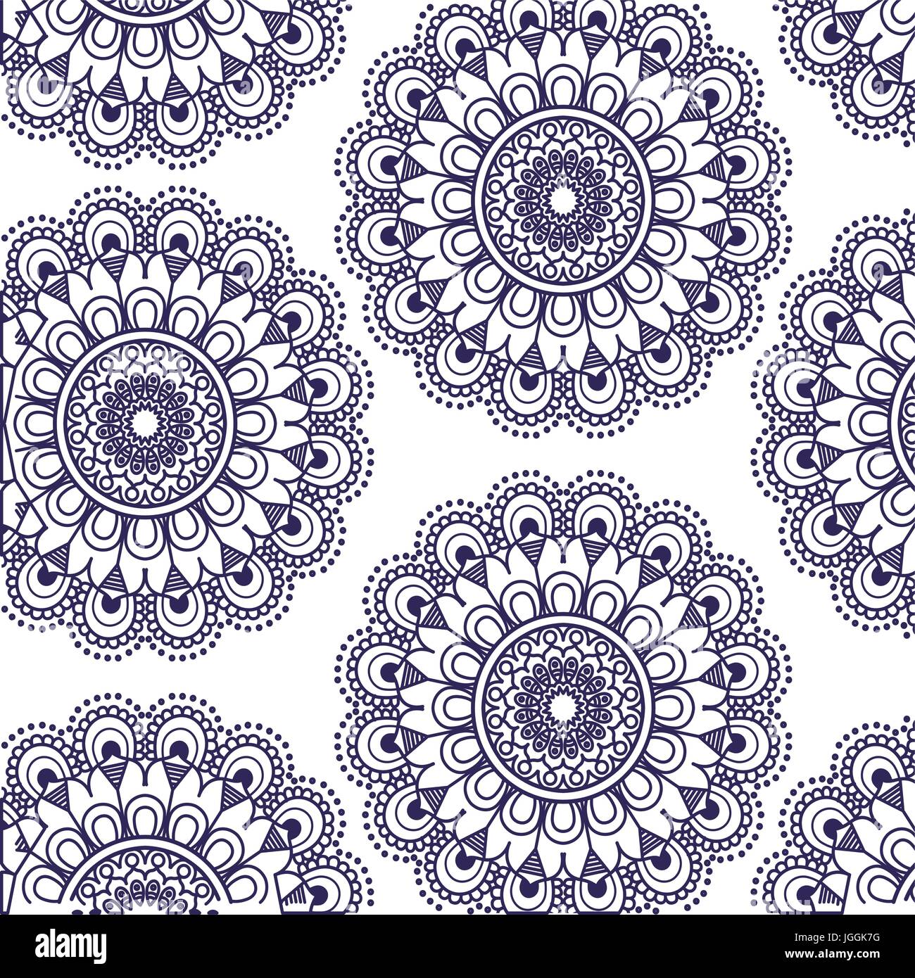 pattern dark blue flower mandala vintage decorative ornament Stock ...