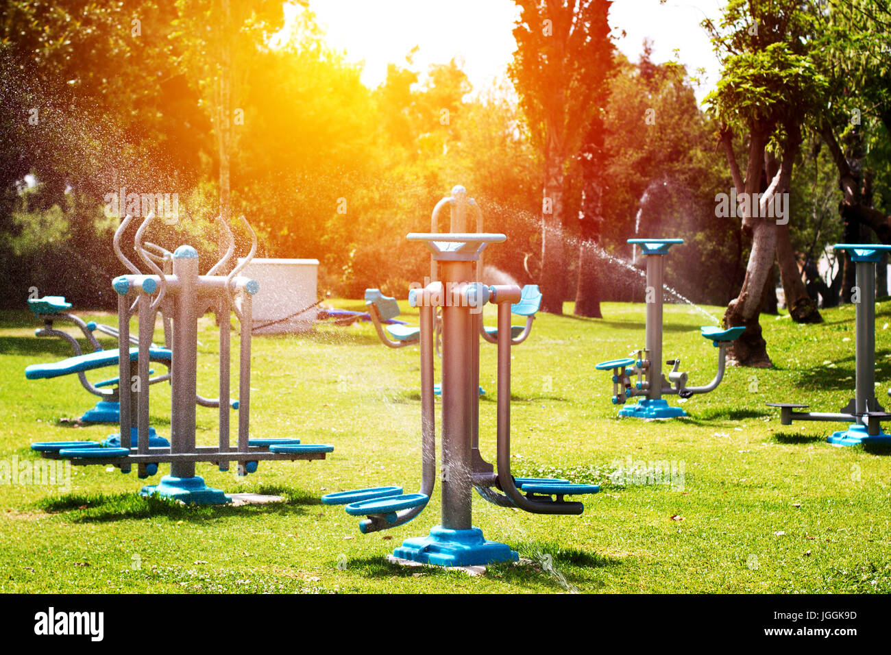 Fitness outdoors in summertime nature, gym in a park Stock Photo Alamy