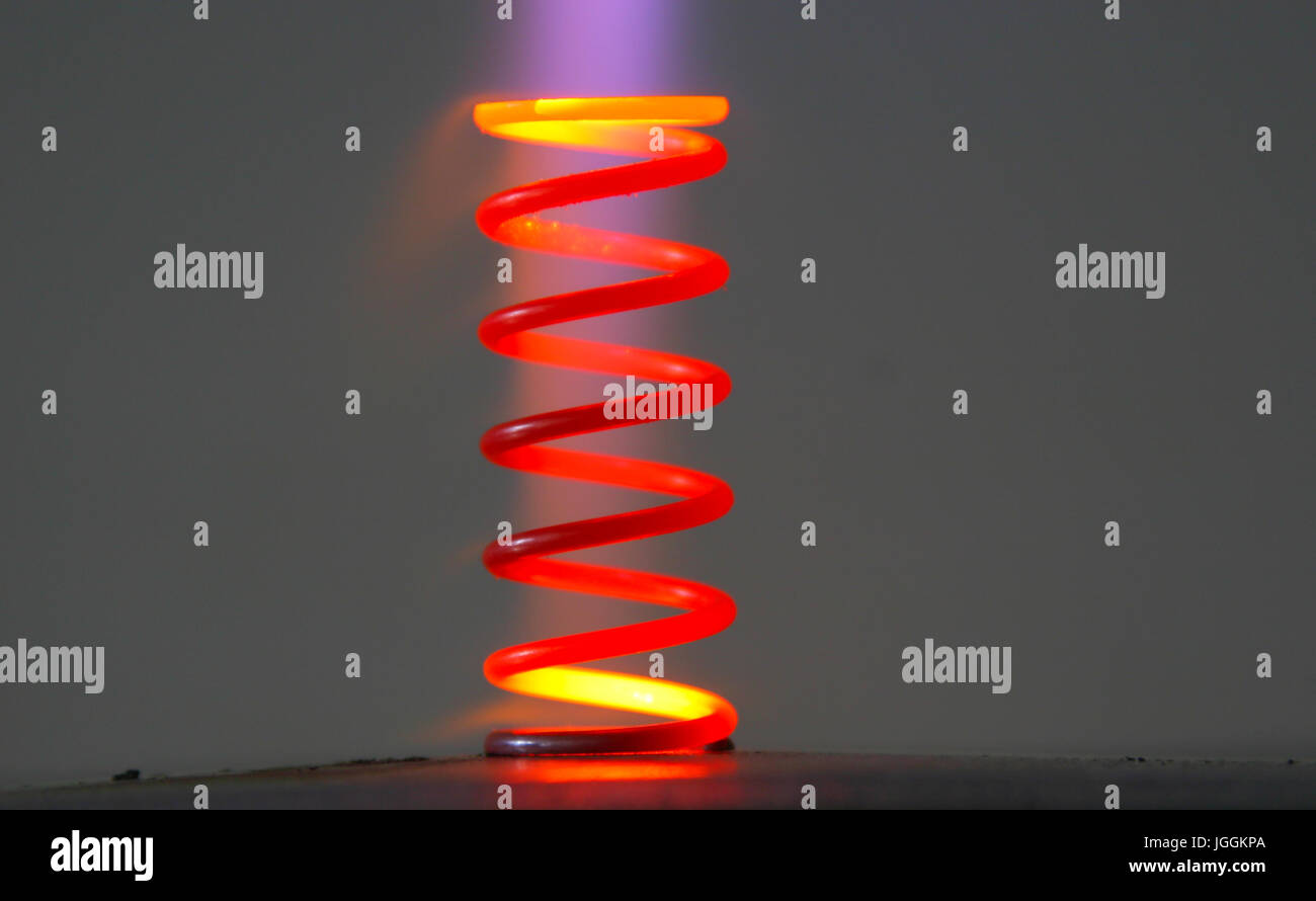 Red hot glowing steel spring Stock Photo Alamy
