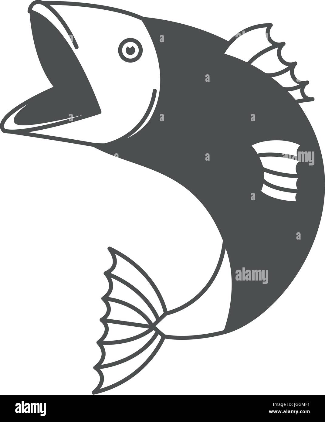 monochrome silhouette of open mouth trout fish Stock Vector Image & Art