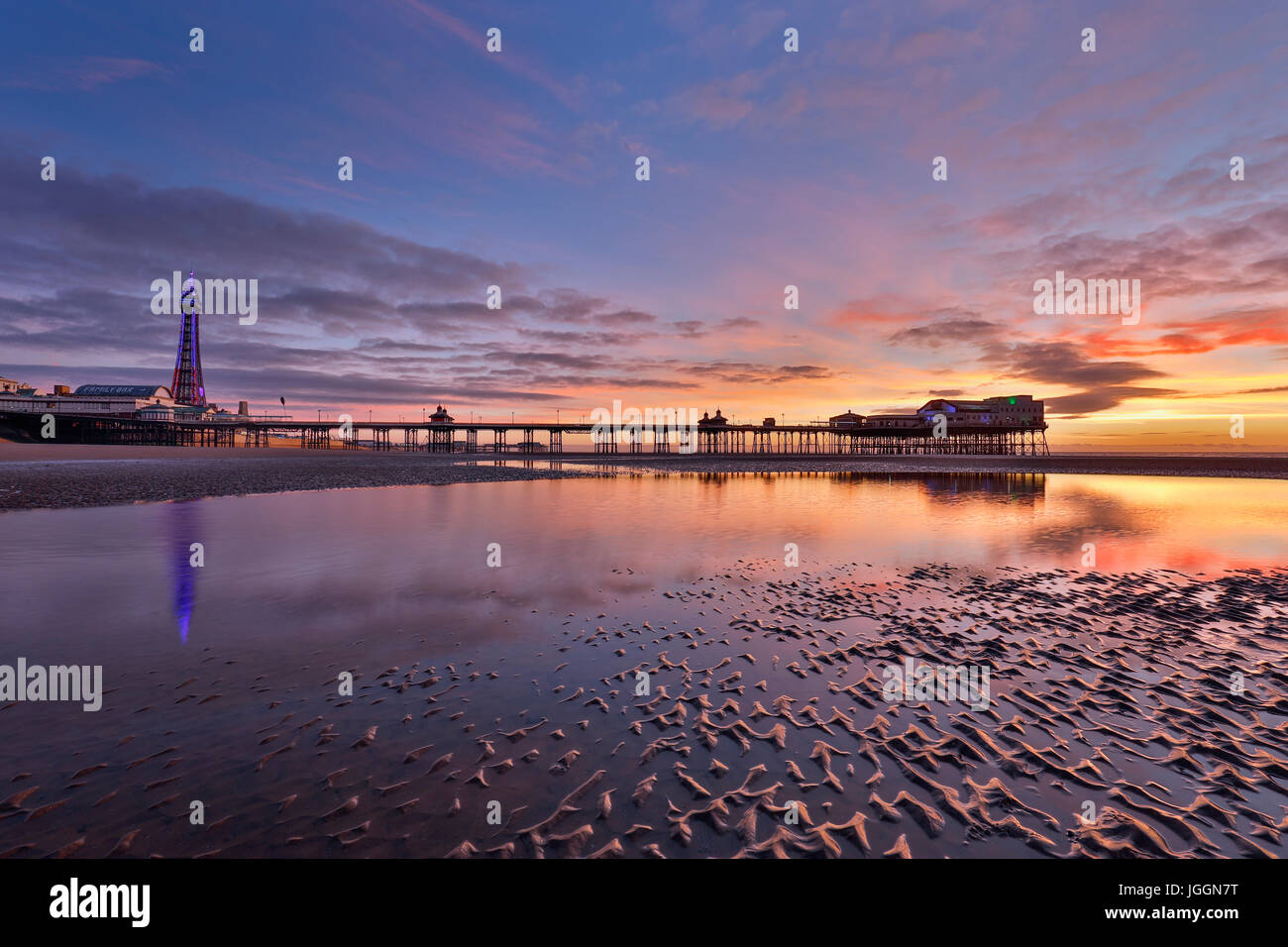Blackpool; Tower; North Pier; Shore; Lancashire; UK Stock Photo
