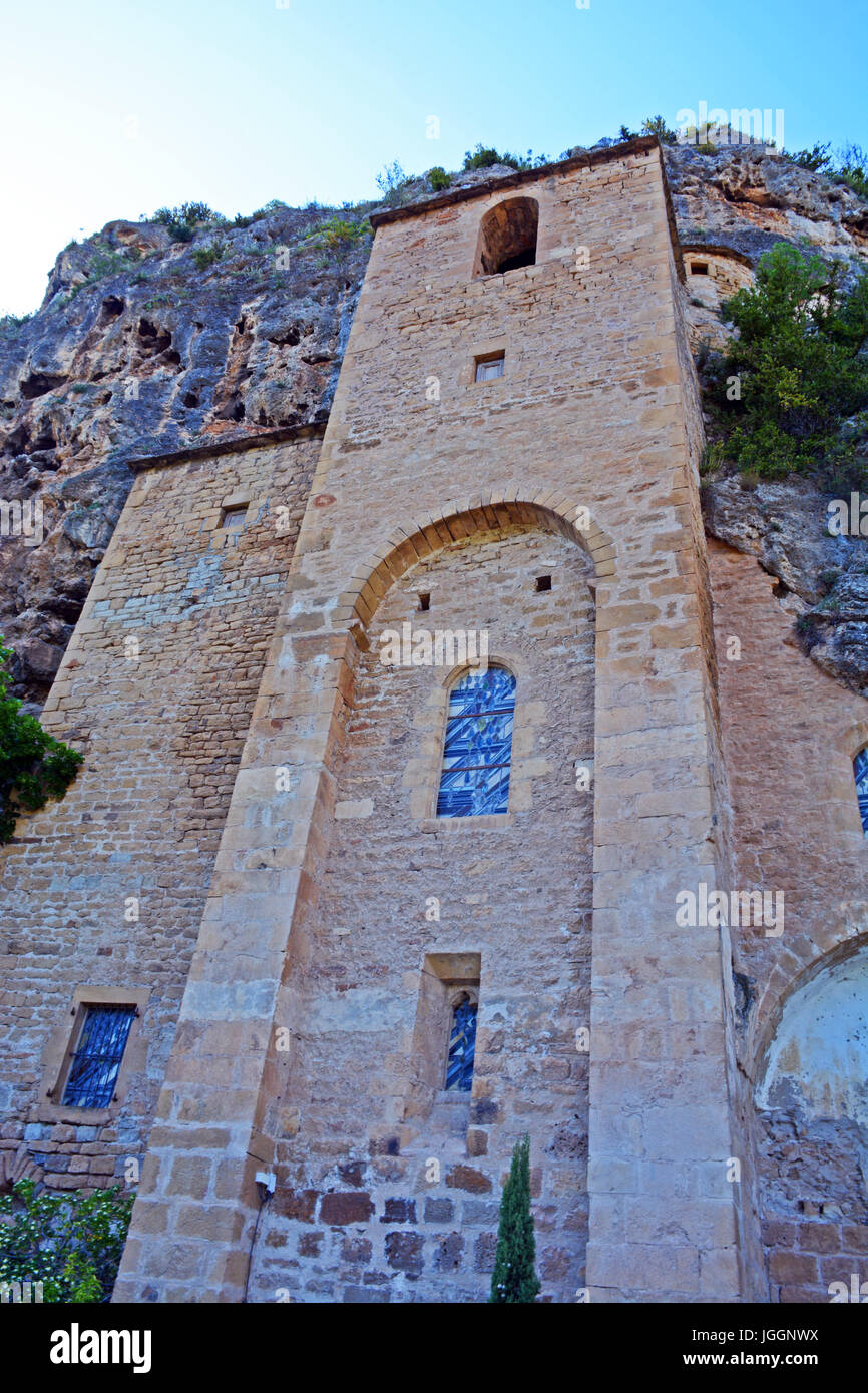 Troglodyte Saint Christophe church, Peyre, Aveyron, France Stock Photo