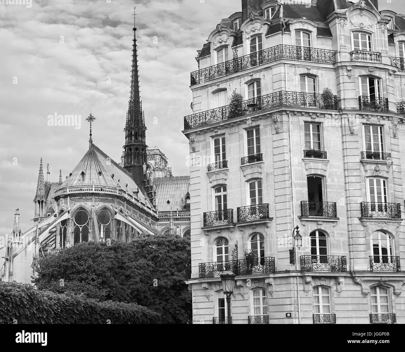 Notre Dame and Apartment Block, Paris, France Stock Photo Alamy