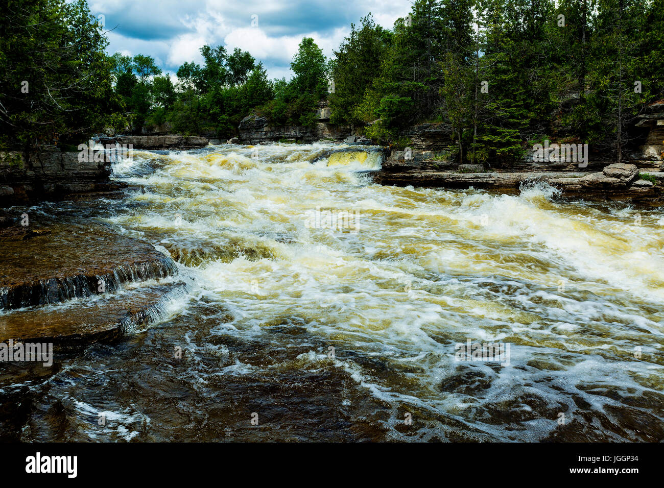 Eganville Ontario Canada Bonnechere River Fourth Chute Waterfall Stock