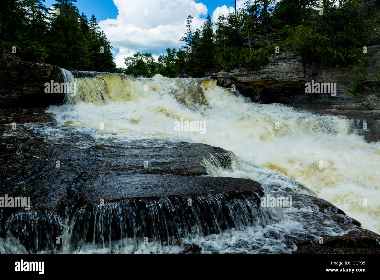 Eganville Ontario Canada Bonnechere River Fourth Chute Waterfall Stock