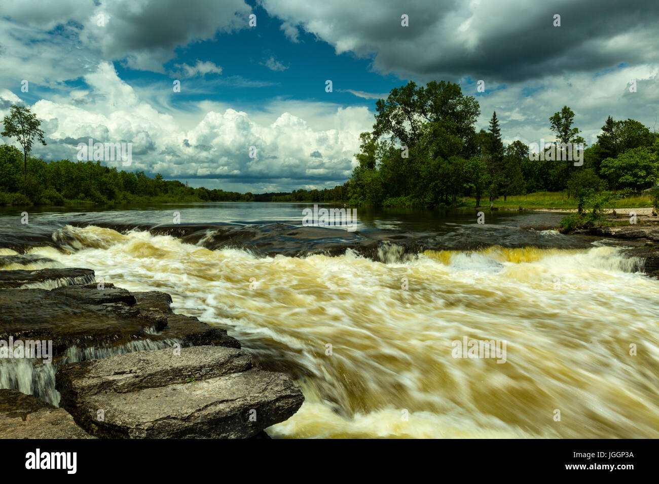 Eganville Ontario Canada Bonnechere River Fourth Chute Waterfall Stock