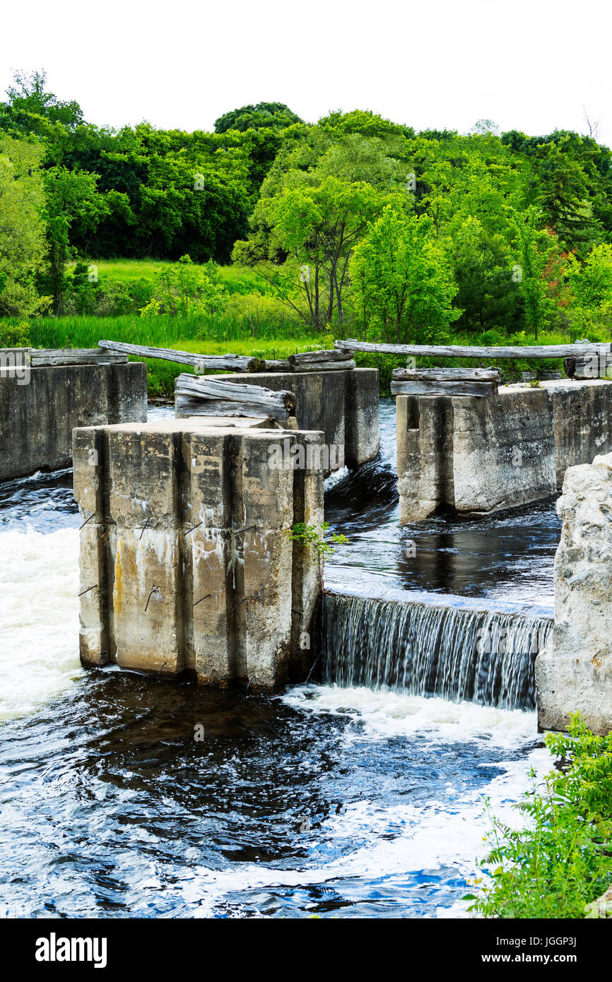 Eganville Ontario Canada Bonnechere River. Industrial artifacts in