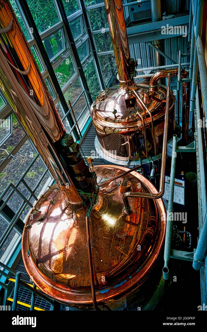 Copper vats for craft beer making Stock Photo
