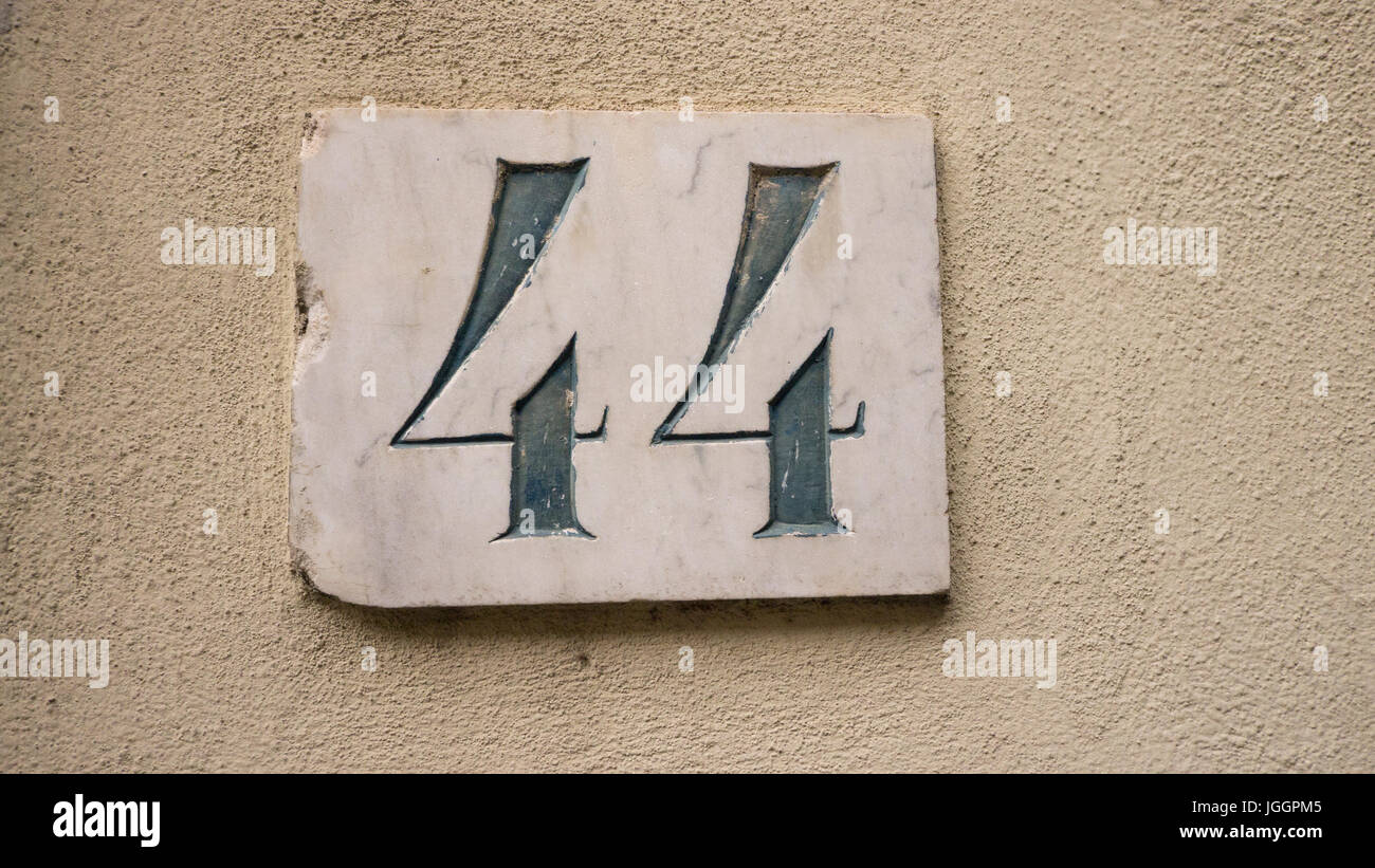 Addresses or street numbers on residential walls in Florence, Italy