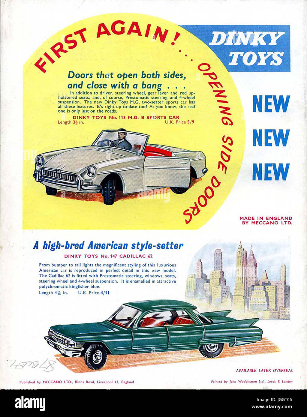 Meccano Magazine Full Page Colour Dinky Toy Adverts 1962 Stock