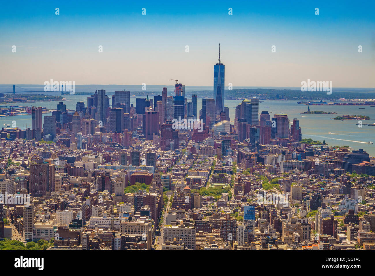 New York City skyline, aerial view of Manhattan Stock Photo - Alamy