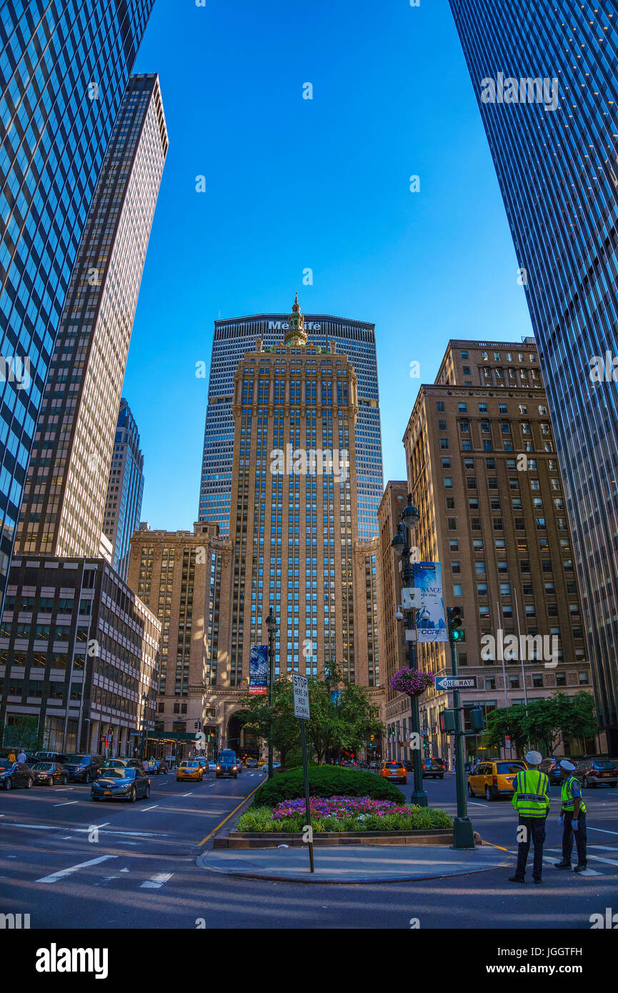 Urban view at the center of New York city. Architectural Buildings and