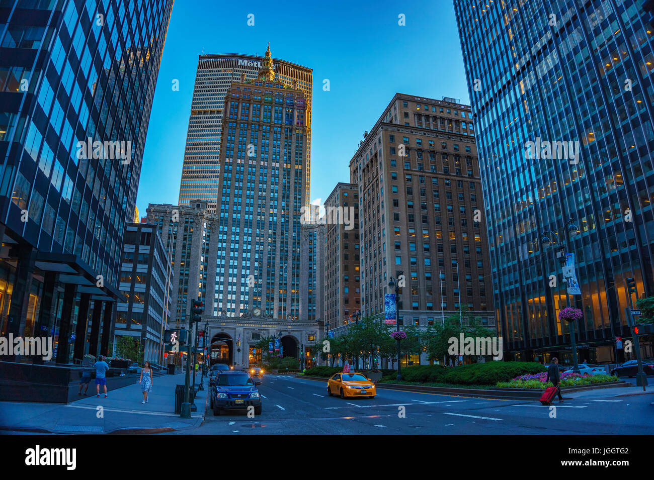 Urban view at the center of New York city. Architectural Buildings and