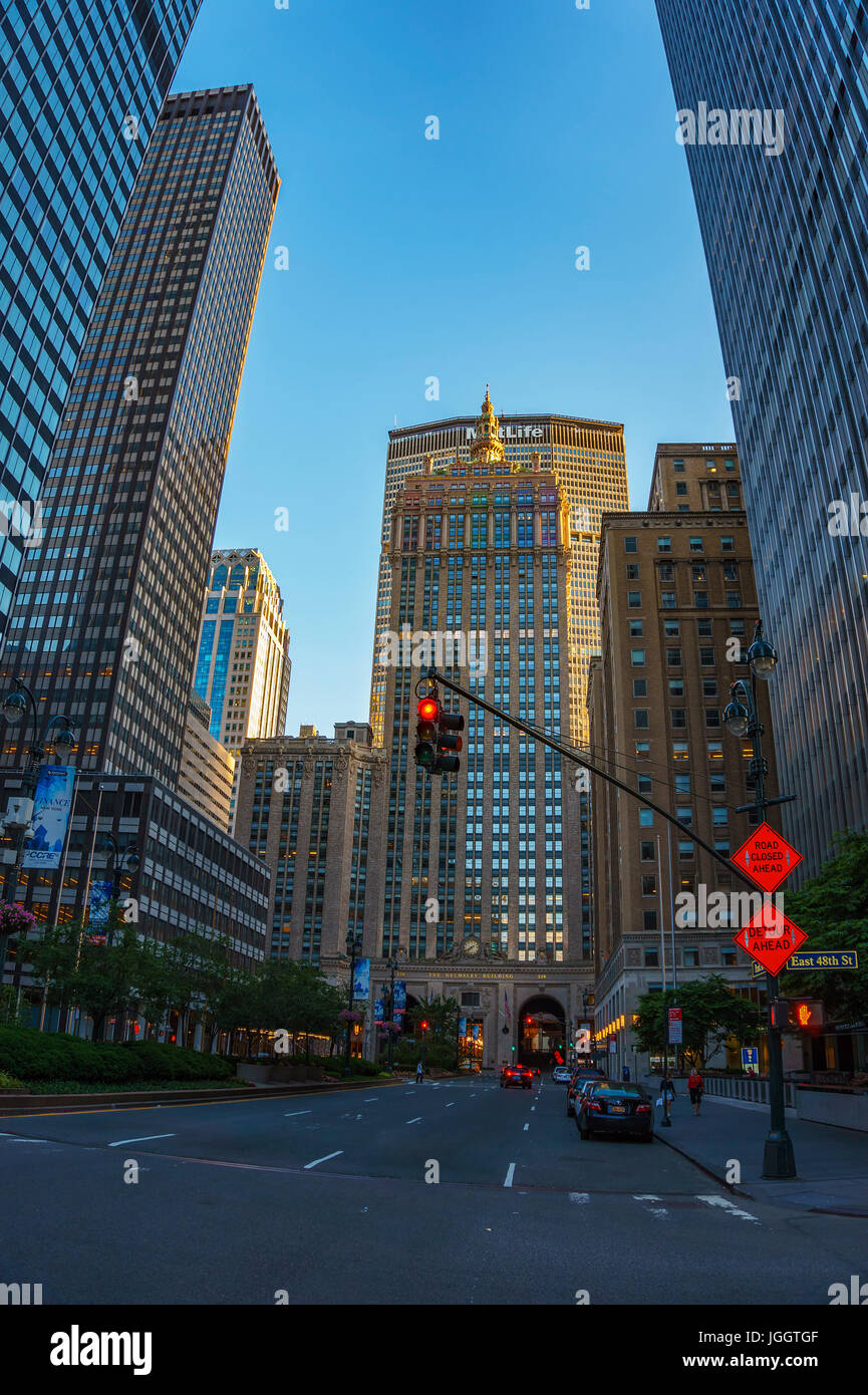 Urban view at the center of New York city. Architectural Buildings and