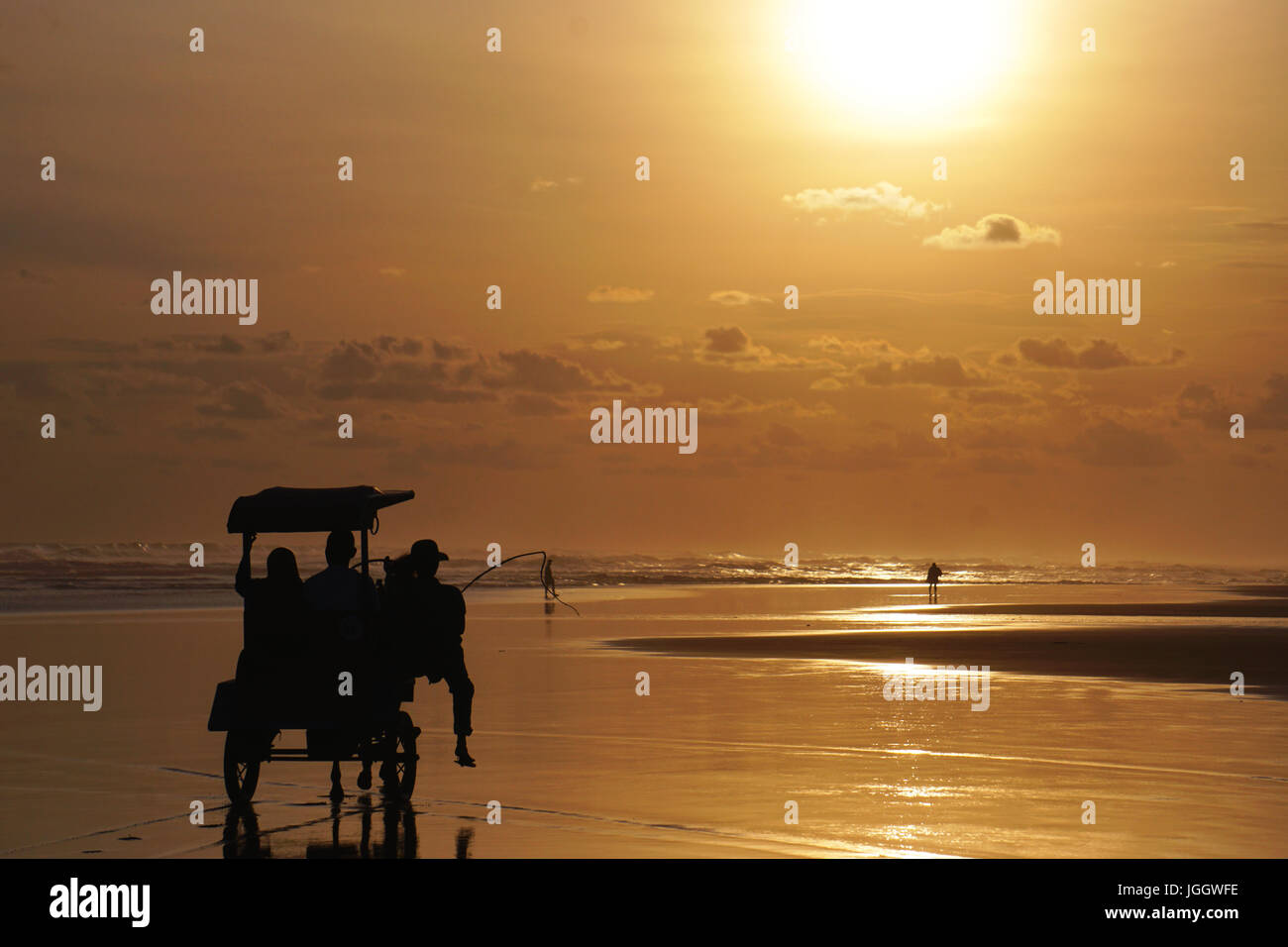 Some Tourist are riding 'Andong' in Parangtritis Beach, Bantul, Yogyakarta. Stock Photo