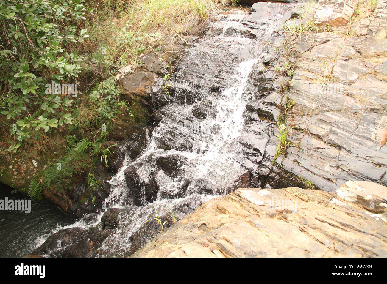 Waterfall, 2016, Park Ecológico Quedas do Rio Bonito, Lavras, Minas Gerais, Brazil. Stock Photo