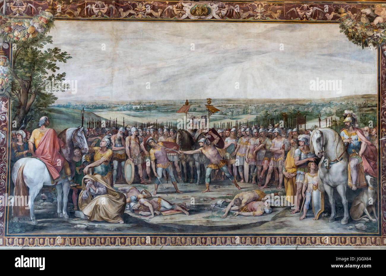 Fresco of the battle between Horatti and Curiatti, Capitolini Museum, Rome, Italy Stock Photo