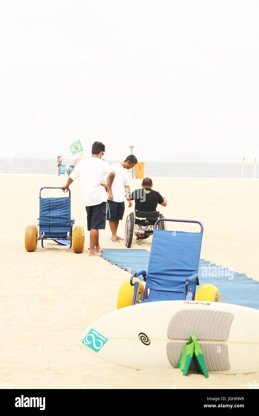 wheelchair, accessible beach, amphibious chair, Copacabana Beach, 2016